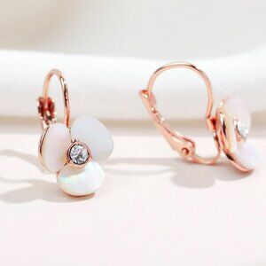 Alicia Bonnie Shimmer Rose Gold Mother of Pearl Flower Dangle Earrings